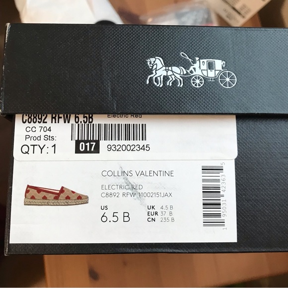 ❤️ Coach Collins Espadrille Shoes Heart Print Electric Red 6 6.5 7 🌺 - Picture 10 of 10